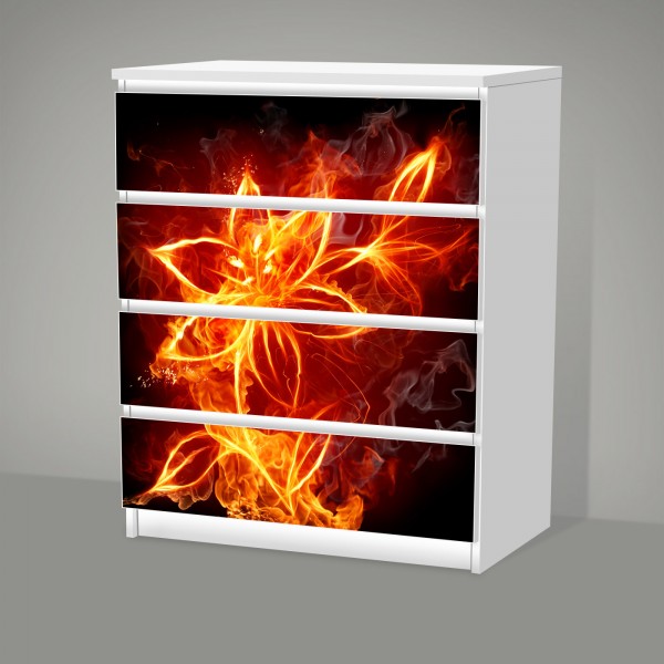 Feuerblume (Möbelfolie für IKEA Malm - 4 Schubladen)