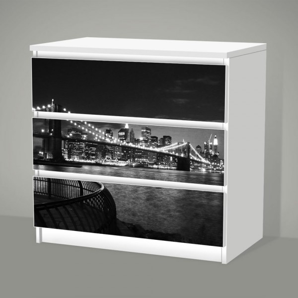 Brooklyn Bridge in New York (Möbelfolie für IKEA Malm - 3 Schubladen)