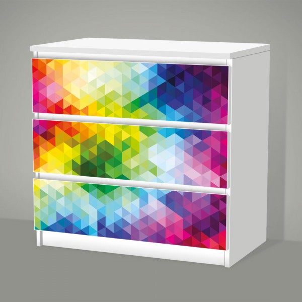 Retro-Pop-Mosaik (Möbelfolie für IKEA Malm - 3 Schubladen)