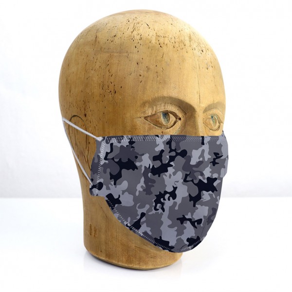 Mund-Nasen-Maske "Camouflage grau"