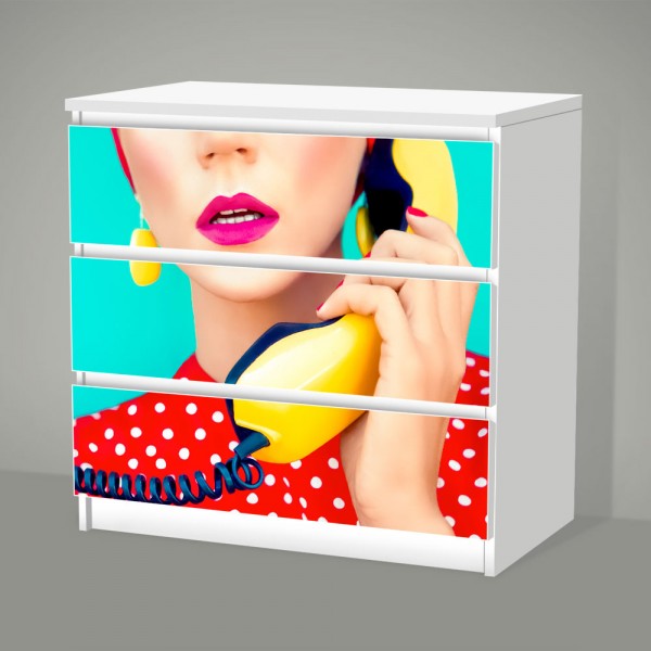 Pop-Art-Pop (Möbelfolie für IKEA Malm - 3 Schubladen)