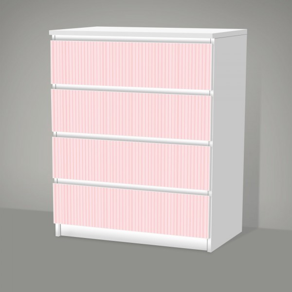 Pink Stripes (Möbelfolie für IKEA Malm - 4 Schubladen)