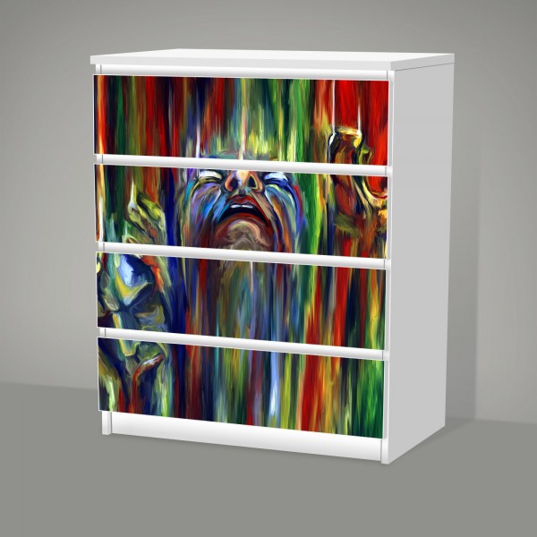 Three Faces - Surrealismus (Möbelfolie für IKEA Malm - 4 Schubladen)