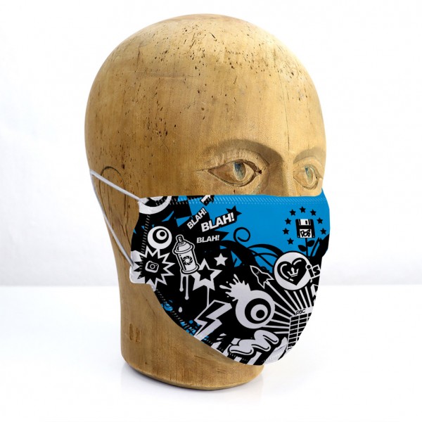 Mund-Nasen-Maske "Graffiti (blau)"