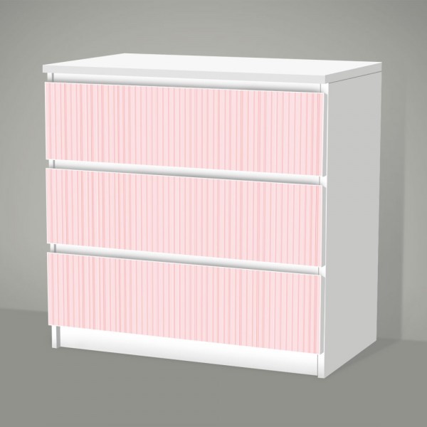 Pink Stripes (Möbelfolie für IKEA Malm - 3 Schubladen)