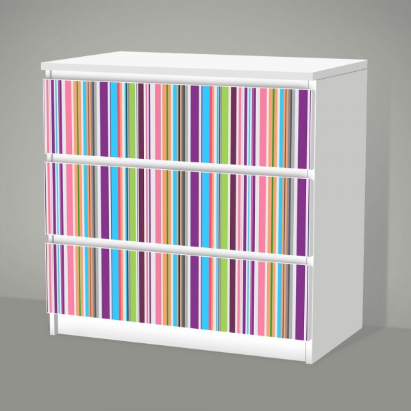 Stripes (Möbelfolie für IKEA Malm - 3 Schubladen)