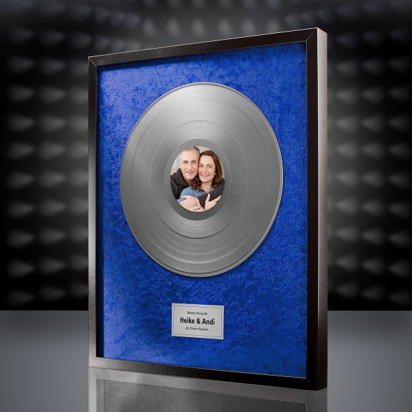 Silberne Schallplatte (Blau) mit eigenem Foto