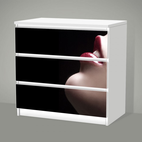 Sensual Lips (Möbelfolie für IKEA Malm - 3 Schubladen)