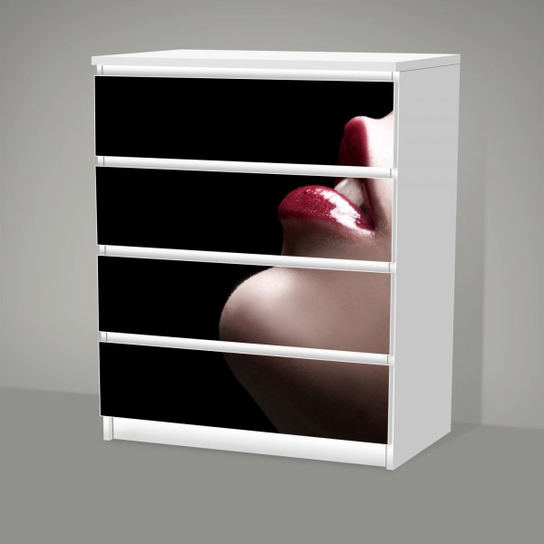 Sensual Lips (Möbelfolie für IKEA Malm - 4 Schubladen)