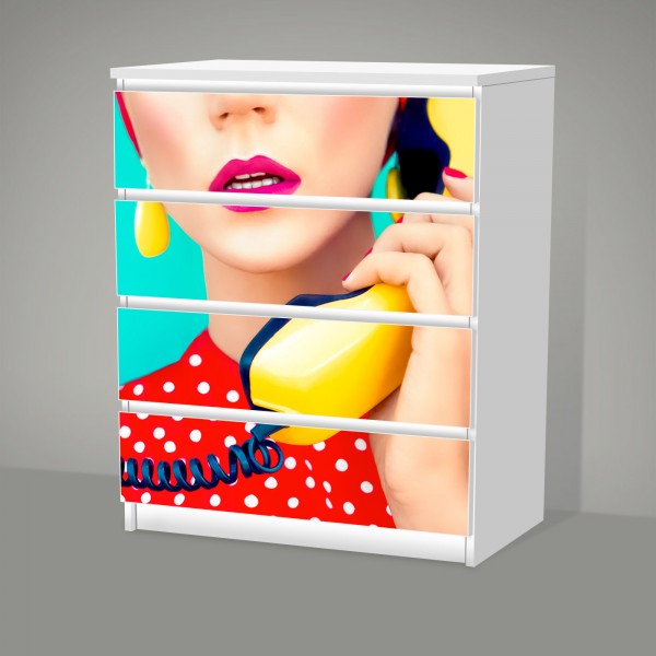 Pop-Art-Pop (Möbelfolie für IKEA Malm - 4 Schubladen)