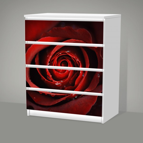 Red Rose (Möbelfolie für IKEA Malm - 4 Schubladen)