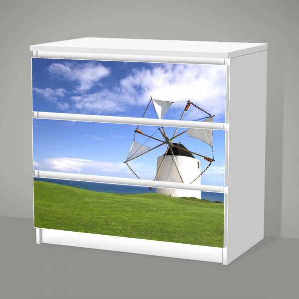 Windmühle auf Sylt (Möbelfolie für IKEA Malm - 3 Schubladen)